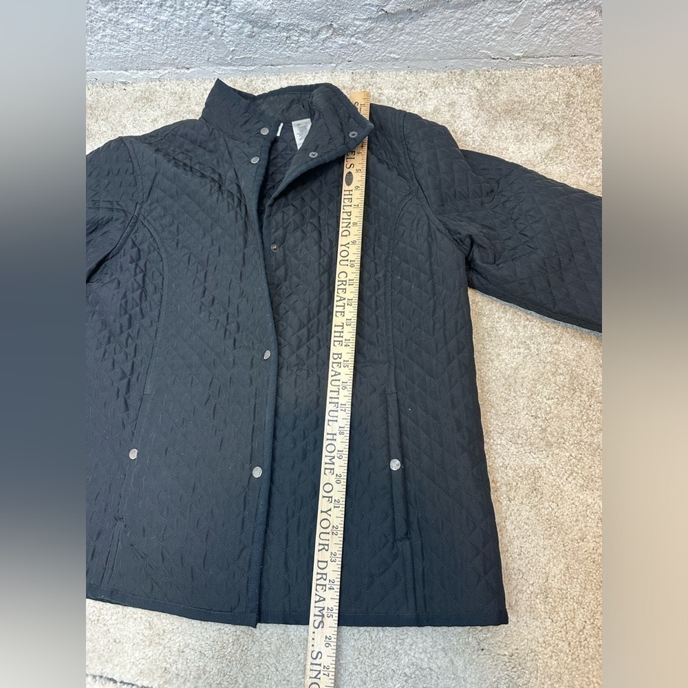 First Issue Liz Claiborne Quilted Black Jacket Women’s Size Large Snap Up - Picture 7 of 11
